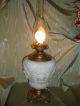 Unbelievable Antique Victorian White Frosted Glass & Metal Cherub Oil Lamp Lamps photo 2