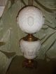 Unbelievable Antique Victorian White Frosted Glass & Metal Cherub Oil Lamp Lamps photo 3