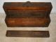 Awesome Antique Tramp Art Wooden Carpenter ' S Tool Box W/tray Boxes photo 9