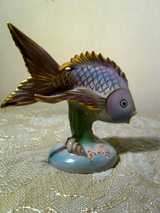 Cute Drasche Porcelain Fisch - Hand - Painted - Made In Hungary - 1950s photo
