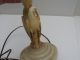 Antique Sensational Alabaster Marble Carved Lg Two Birds Table Lamp Base W Harp Lamps photo 7