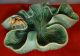 Unusual Antique Vintage Majolica Folded Leaf Bowl With Colorful Figural Frog Nr Bowls photo 1