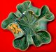 Unusual Antique Vintage Majolica Folded Leaf Bowl With Colorful Figural Frog Nr Bowls photo 2