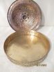 Antique Vtg Brass Ornate Engraved Bowl Container Tortilla Holder Moroccan India Metalware photo 4