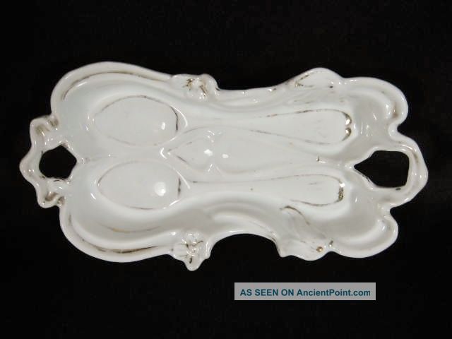 Antique Spooner White Porcelain High Tea Server Teaspoon Holder Teapots & Tea Sets photo