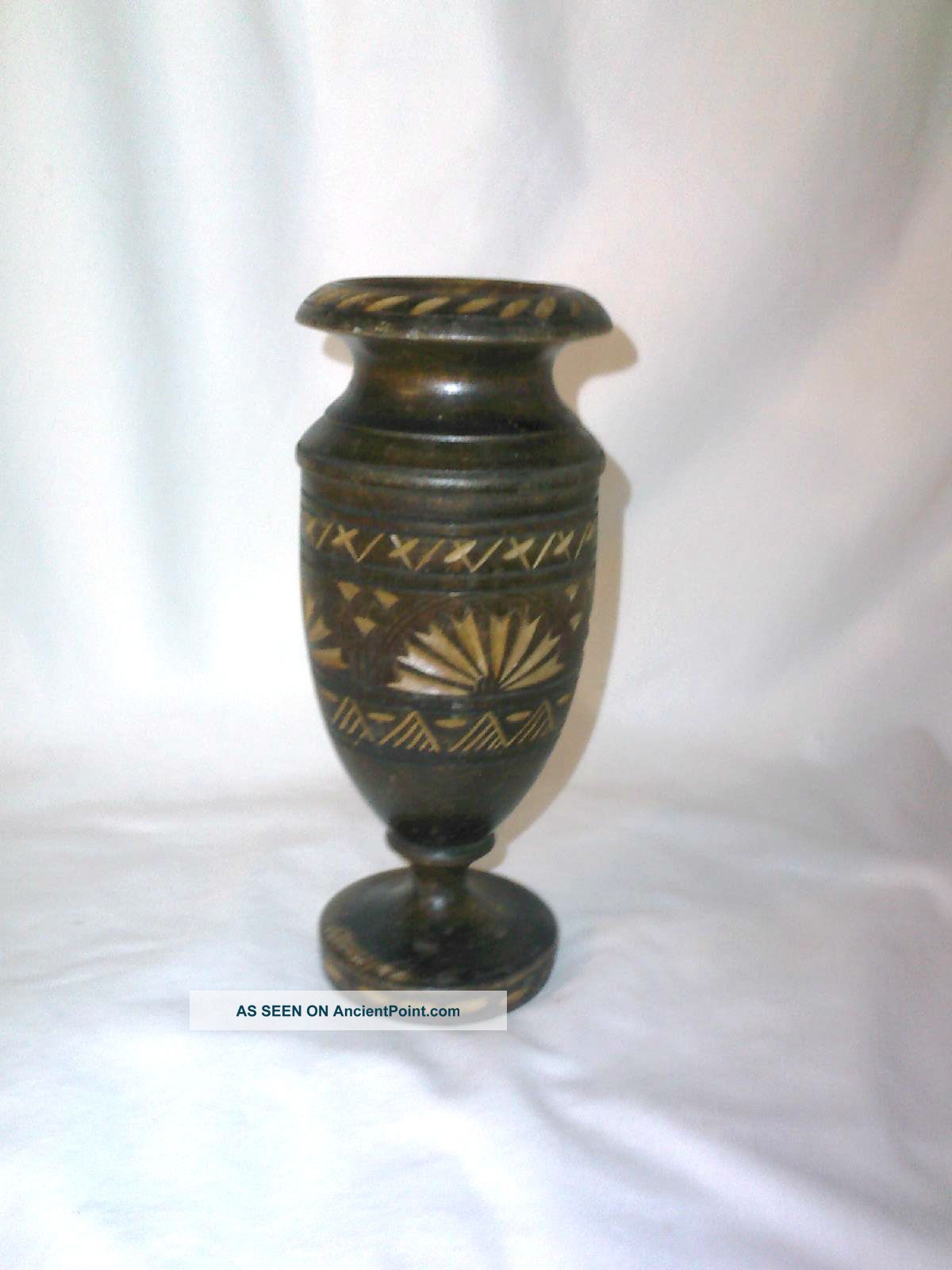 Vintage Carved Wood Bud Vase Or Candle Holder? African? Other photo