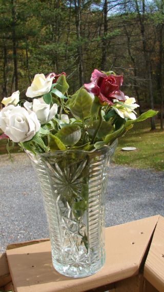 11 Vintage Ceramic Roses Vase Not Included Red White And Yellow photo