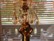 Vintage Brass Ornate Lamp With Cherub And Hanging Crystals,  With Fringed Shade Lamps photo 3