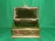 Antique Bronze/brass Jewelry Dresser Box Marked Kw Velvet Lined Metalware photo 4