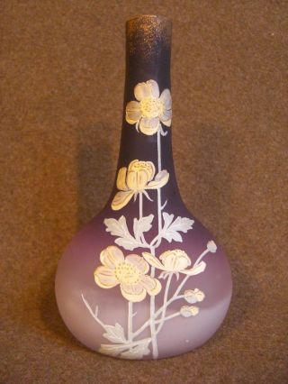 Antique Czechbohemian Tear Drop Purple Art Glass Bud Vase 7 