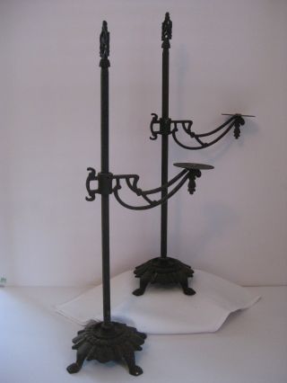 Unique Antique Cast Iron Candlesticks - 100+ Yeas Old - Must See photo
