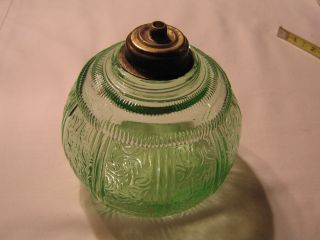 Vintage Vanity Master Perfume Bottle Green Or Vaseline Depression Eapg Glass Lg photo
