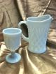 Vintage Antique White Milk Glass Pitcher And Glass Lot Pitchers photo 1