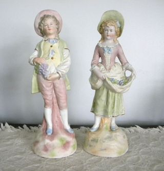 Pair Of 19th Century German Bisque Figurines ~ 14 