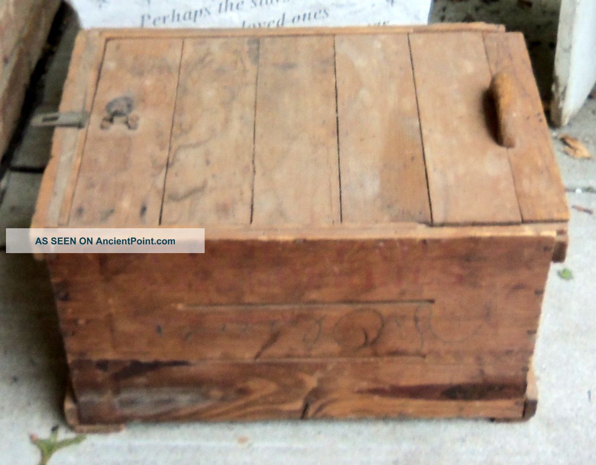 Antique Wooden Cranberry Market Crate W/sliding Lid,  Stamped - Cape Cod,  Plymouth Boxes photo
