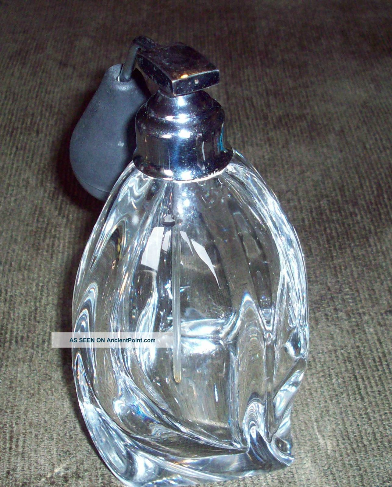 Daum France Crystal Perfume Bottle With Atomizer - Heavy Art Glass Perfume Bottles photo