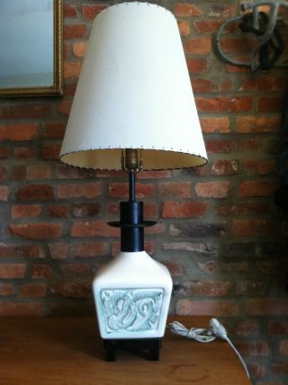Vintage Antique Midcentury Mod Retro Ceramic Dragon Lamp Tall Perfect Green Nr photo