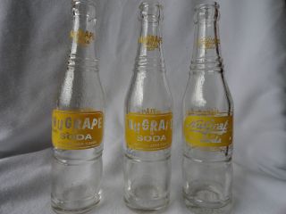 Vintage Nugrape Soda Yellow Logo Bottles Clear Glass Atlanta Ga Georgia Vase photo