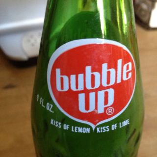 Vintage Green Glass Bubble Up Soda Bottle,  8 Fl Oz,  Kiss Of Lemon Kiss Of Lime photo