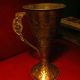 Artist Inspired Hand Carved Copper Vase With Brass Ornate Handle Metalware photo 2