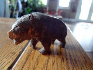 Antique Hand Carved Wood Wooden Mini Bear Figurine - Germany photo