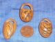 3 Vintage Hand Carved Peach Pit Basket Shapes=miniature=charm=crafts Carved Figures photo 1