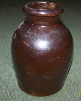 Vintage Reddish Brown Albany Slip Glaze Pottery Jar photo