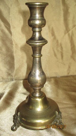 Rare Antique Vintage Handmade Brass Candle Holder photo