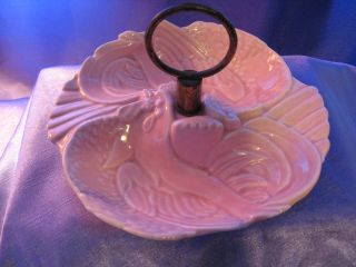 Ball - Jaf Of California Antique Pink Rooster Dish With Metal Center Handle photo