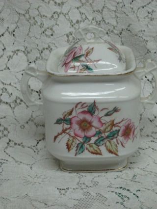 Vintage Antique Pink Primroses Ceramic Jar With Handles photo