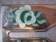 Vintage Toleware Tissue Box,  Green With Silver Hand Painted Floral Top Toleware photo 4
