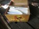 Vintage Wood Recipe Box W Recipes Clippings Dovetailed Rooster Flowers Hinged Vg Boxes photo 1