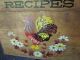 Vintage Wood Recipe Box W Recipes Clippings Dovetailed Rooster Flowers Hinged Vg Boxes photo 5