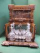 Incredible Black Forest Tantalus Set With Carved Bird On Lid Circa 1850 Decanters photo 4