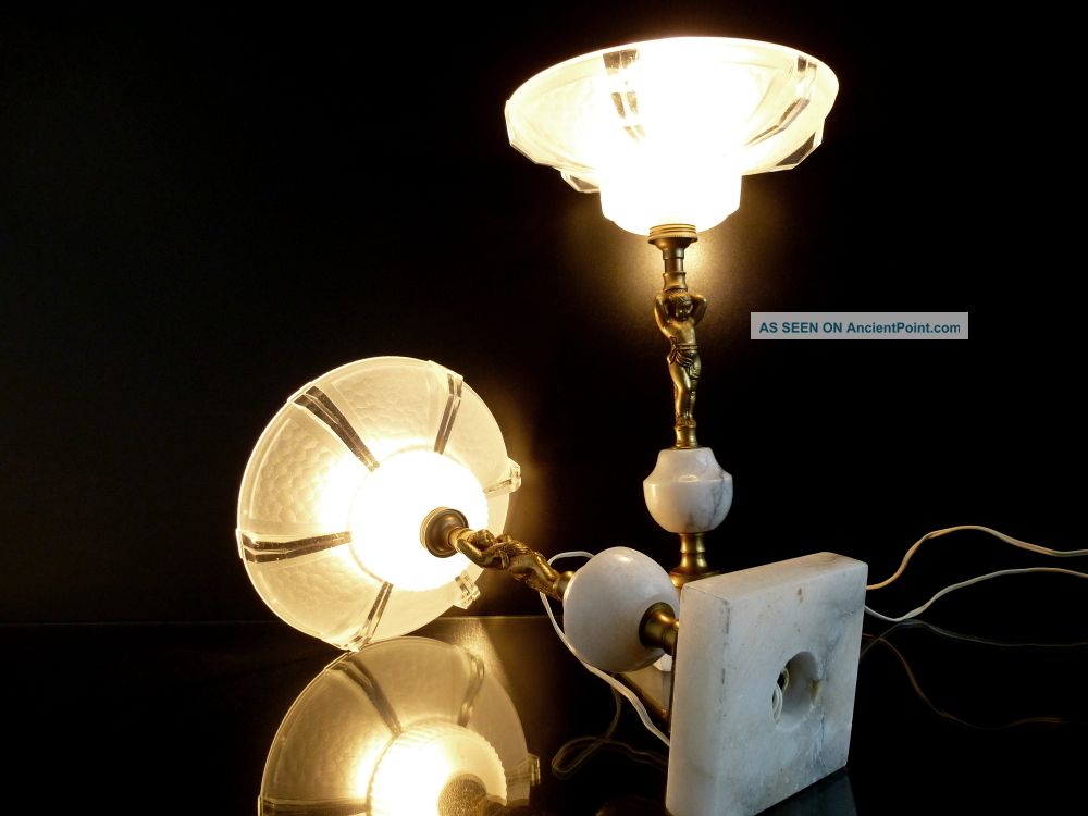 Great Pair Of Late Art Deco Cherub Table Lamps From France 1940s Lamps photo
