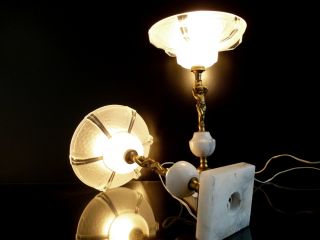 Great Pair Of Late Art Deco Cherub Table Lamps From France 1940s photo