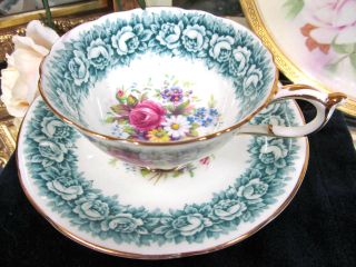 Paragon Rose Clustered Decorated Tea Cup And Saucer photo
