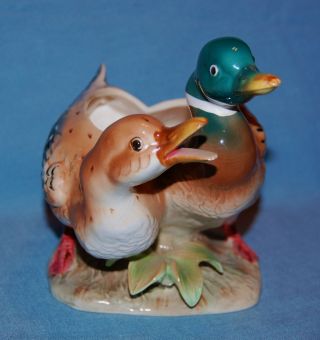 Vintage Japan Porcelain Ceramic Art Pottery Pair Ducks Bird Figurine/planter photo