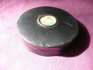 C.  1820s French Papier Mache Snuff Box W/tiny Hand - Colored Print Inset In Lid Nr photo