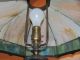 Antique Edward Miller & Co.  16 - Panel Curved Slag Glass & Iron Table Lamp - 18 