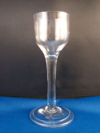 18th C Blown Georgian English Plain Stem Wine Glass Folded Foot photo
