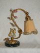 Antique 1914+ French Gilt Boudoir Tole Lamp W/goebel Porcelain Figurine Toleware photo 11
