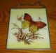 Handcrafted Butterfly & Floral Painting On Glass Wall Hanging Antique Other photo 2