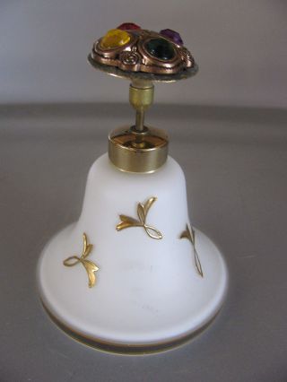 Vintage Devilbiss Milk Glass Gold Trim Colorful Stones Perfume Bottle A2 Wow photo