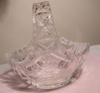 Vintage - - Lead Crystal Basket - - Hand Cut & Etched - - 