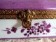 Hand Painted Hinged French Porcelain Box,  Ormolu Mounts,  Pretty Lavender Floral Boxes photo 3