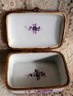 Hand Painted Hinged French Porcelain Box,  Ormolu Mounts,  Pretty Lavender Floral Boxes photo 4