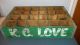 Vintage 1970s Chic Shabby Green Kc Love Wood Wooden Soda Bottle Pop Crate Crates Boxes photo 2