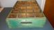 Vintage 1970s Chic Shabby Green Kc Love Wood Wooden Soda Bottle Pop Crate Crates Boxes photo 3