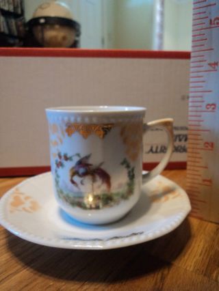 Vintage Antique? Tea Cup Saucer Set Made O.  G.  Germany Pheasant Peacock Flowers Nr photo